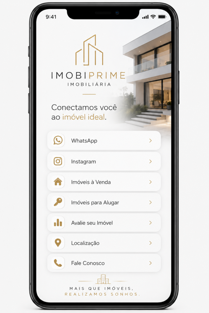 Softlink para imobiliária com acesso aos imóveis à venda, aluguel, avaliação imobiliária, WhatsApp e localização.
